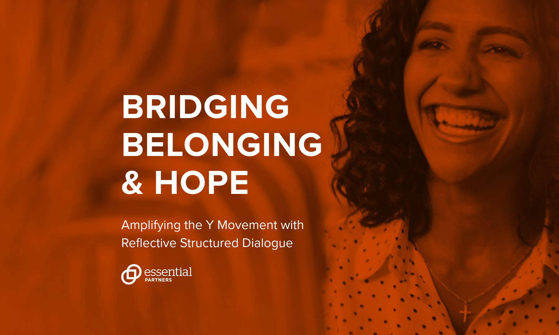 Image of a woman laughing in conversation with the impact story title overlaid