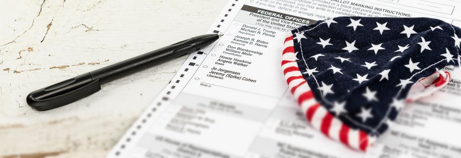 Photo: Ballot and flag mask