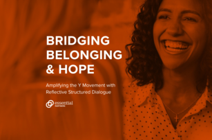Image of a woman laughing in conversation with the case study title overlaid