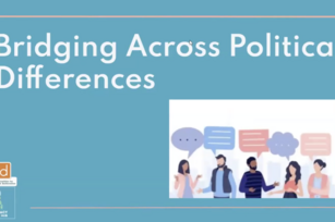 Image: Blue graphic for Bridging Across Political Differences